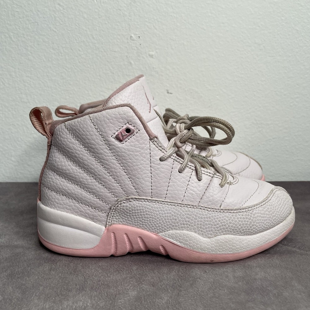 Jordan 12 Retro Pearl Pink Sneakers Girls Youth Size 13C Pink Gray 510816-600